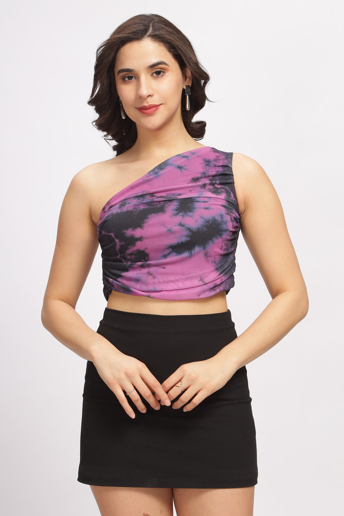 Natalya Purple Off-Shoulder Mesh Top