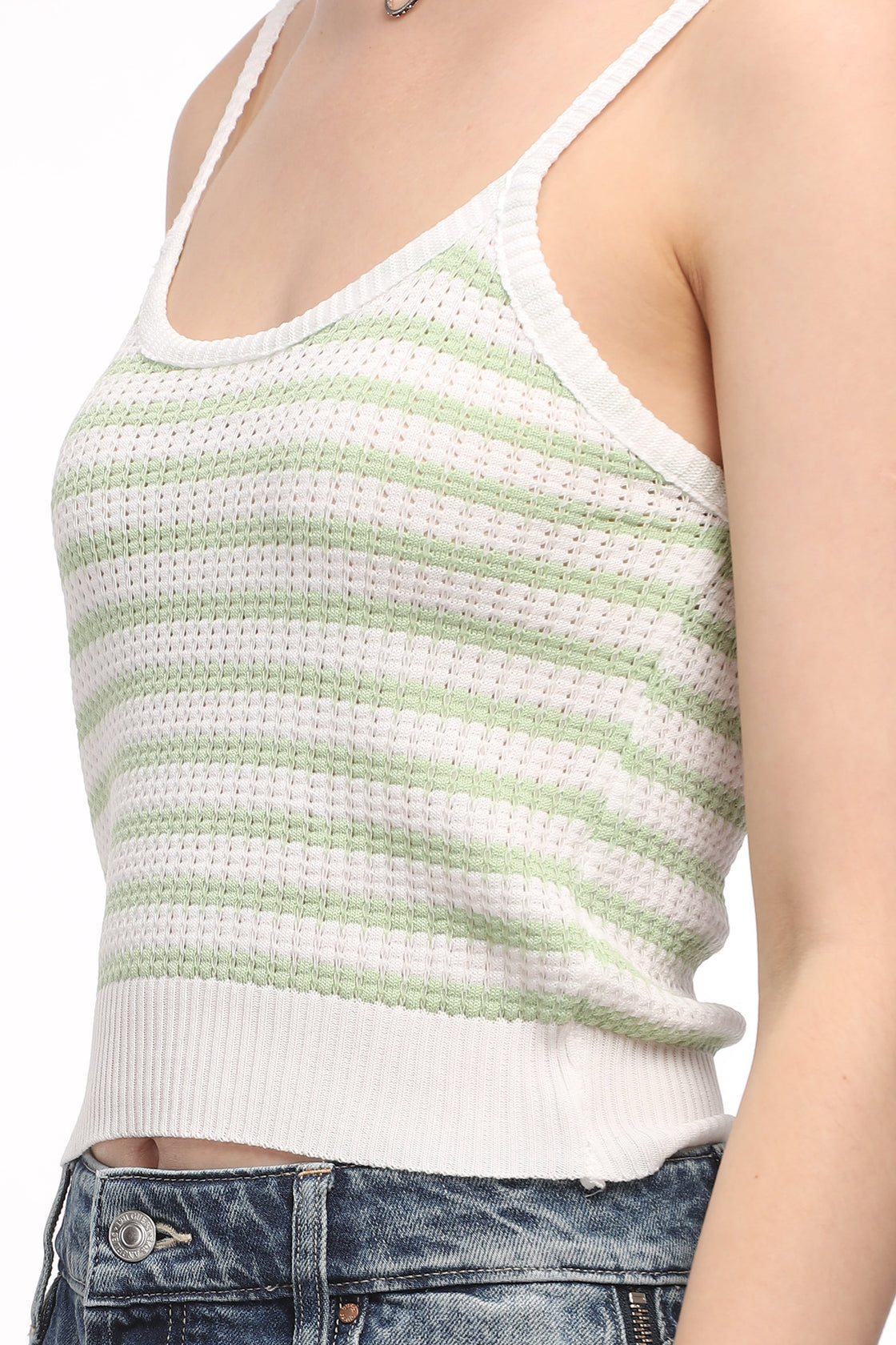Audrey Green Knit-Crochet Top