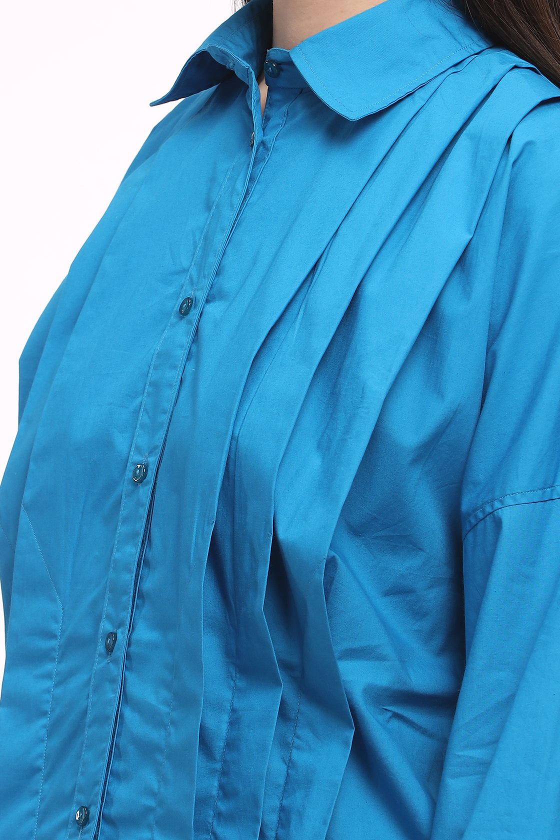 Sia Pleated Blue Shirt