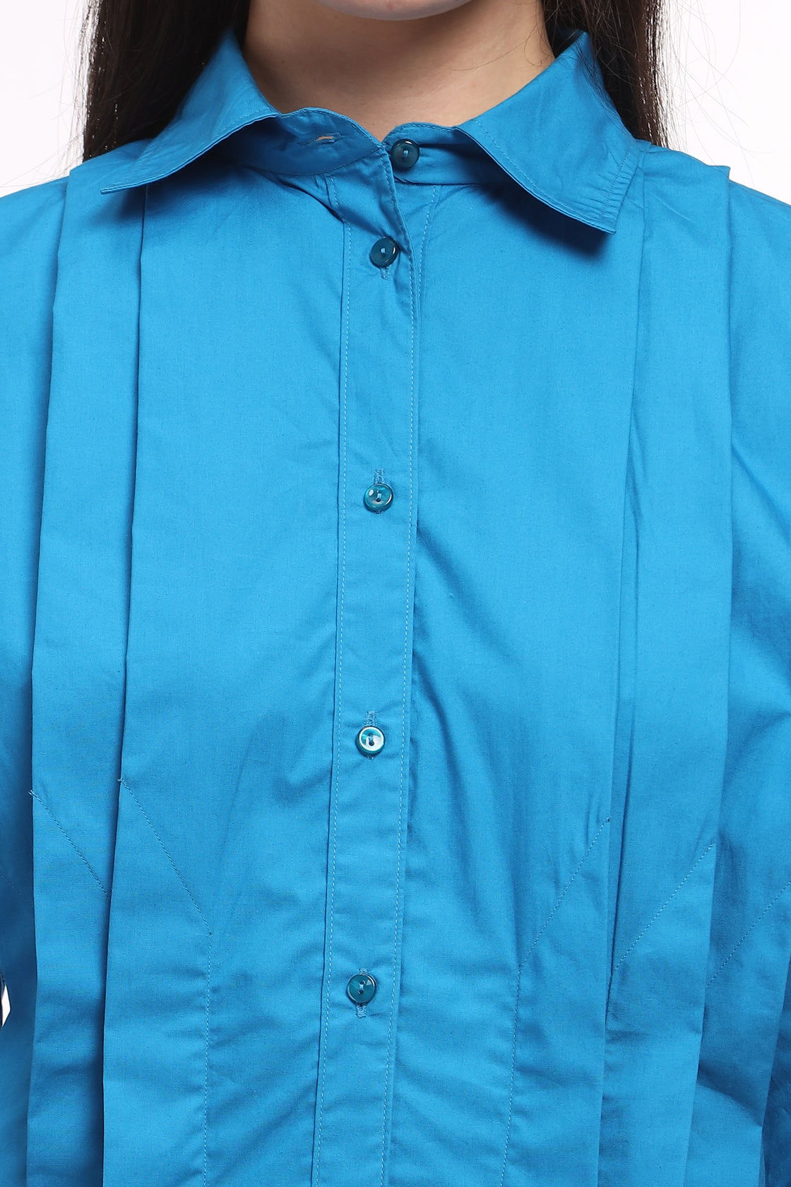Sia Pleated Blue Shirt
