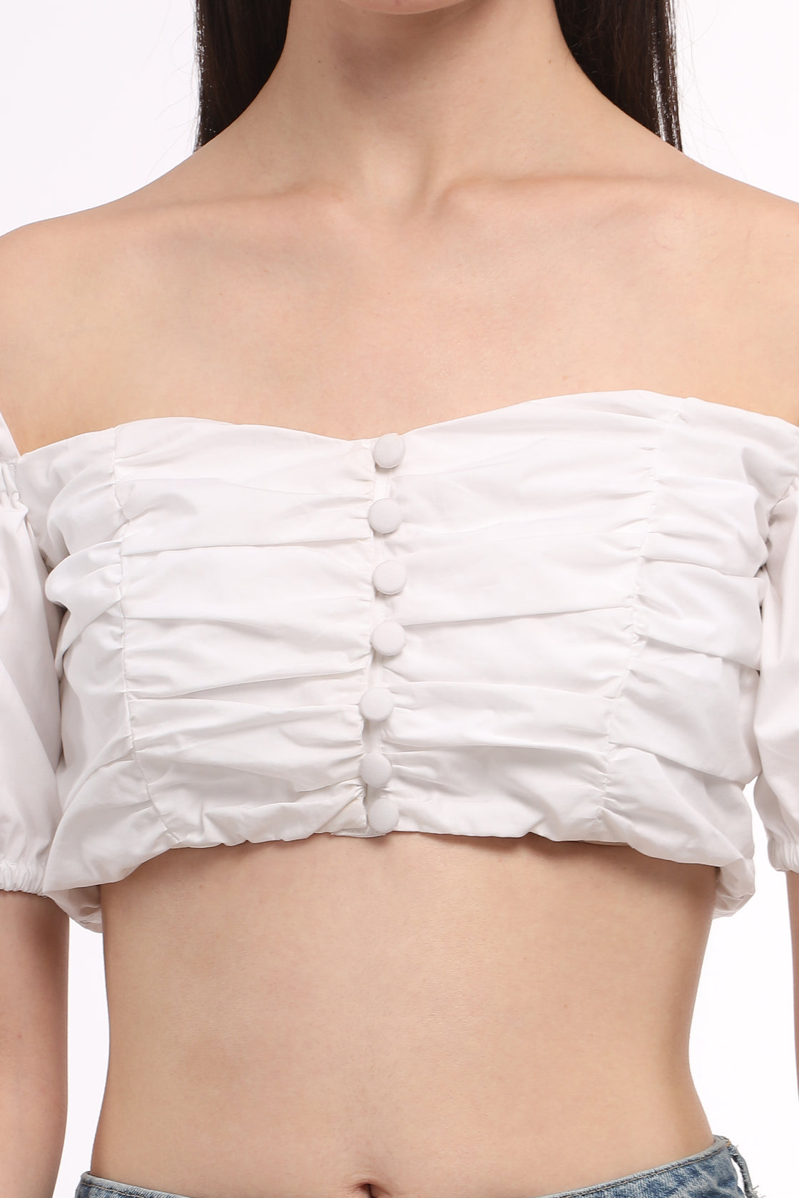 Oia Cotton Off-Shoulder White Top